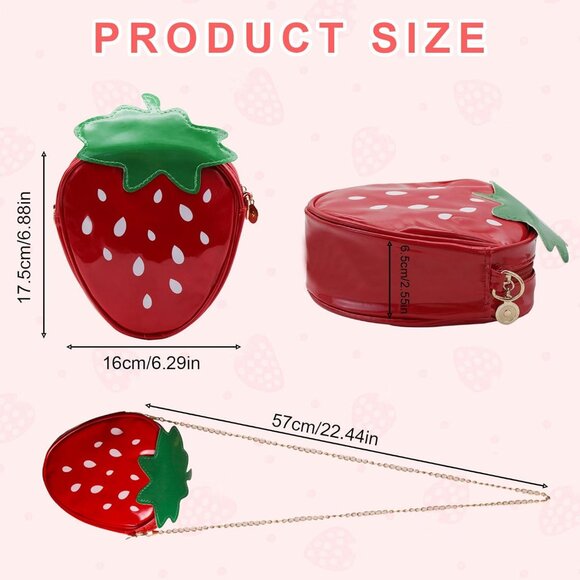 Stylish Strawberry Crossbody Purse with Detachable Gold Strap - Unique Gift Idea - Picture 2 of 6